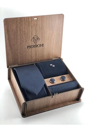 کراوات سرمه ای مردانه میکروفیبر PİERRONİ - کد 98565064
