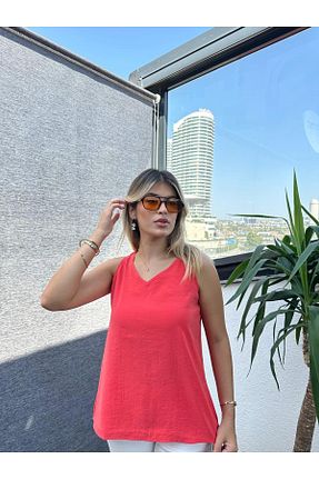 بلوز قرمز زنانه ساده Kübra Tekstil - کد 856342833