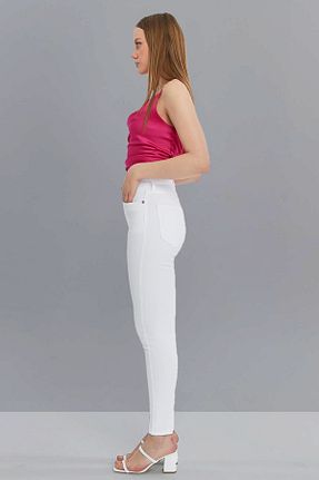 شلوار جین سفید زنانه پاچه تنگ CEDY DENIM - کد 286597259