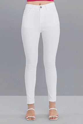 شلوار جین سفید زنانه پاچه تنگ CEDY DENIM - کد 286597259