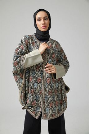 پانچو طوسی زنانه اکریلیک Uludağ Triko - کد 773258249