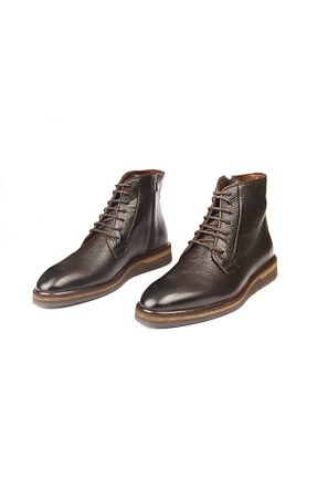 بوت / نیم بوت قهوه ای مردانه چرم خالص GROZ STORE - کد 881423452