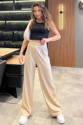 شلوار بژ زنانه پلی استر GÜLSELİ - کد 863906501