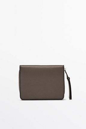 کیف دوشی طوسی زنانه چرم خالص Massimo Dutti - کد 881410391