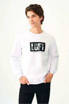 سوئیشرت سفید مردانه چاپی Loft - کد 881434865