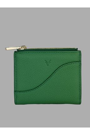 کیف پول سبز زنانه چرم خالص Ahıska Deri - کد 881412329