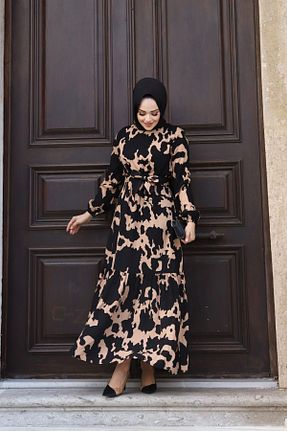 لباس حجاب قهوه ای زنانه اورسایز Genel Markalar - کد 806279022