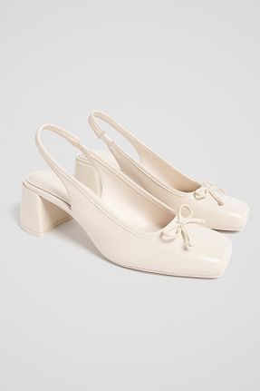 کفش پاشنه بلند کلاسیک سفید زنانه پلی اورتان Stradivarius - کد 883461659