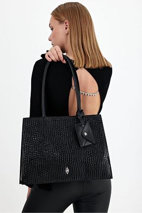 کیف دوشی مشکی زنانه چرم مصنوعی Aron Atelier - کد 862373169