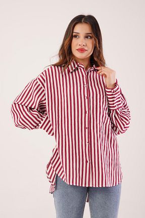 پیراهن زرشکی زنانه اورسایز Hipo Trend - کد 881465046