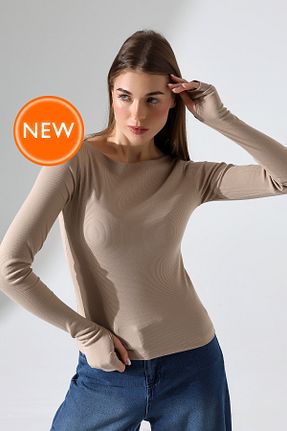 بلوز بژ زنانه بافت دار Şiir - کد 881472617