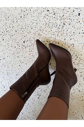 بوت / نیم بوت قهوه ای زنانه چرم مصنوعی Gilla Shoes and Bag - کد 881504059