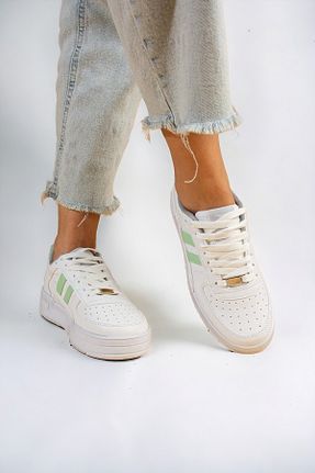 کفش اسنیکر سفید زنانه بند دار LANDSHOES - کد 881526132