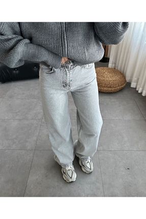 شلوار جین طوسی زنانه پاچه پهن nesebutik - کد 881529227