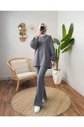 ست بالاتنه و پائین تنه طوسی زنانه بافتنی RFK Butik - کد 881439796