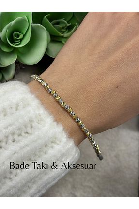 دستبند استیل (فولاد) طلائی زنانه استیل ضد زنگ Bade - کد 874048418