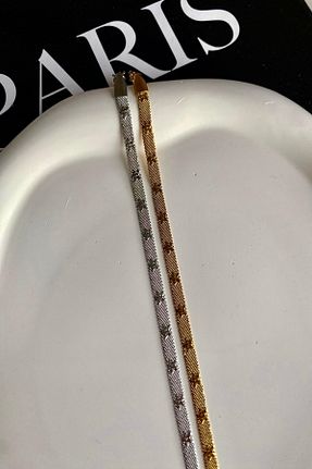 دستبند استیل (فولاد) طلائی زنانه استیل (فولاد) DEMOKAN - کد 881659291
