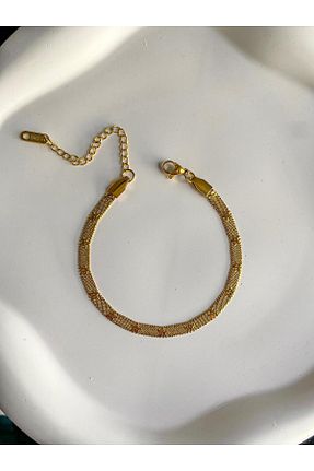 دستبند استیل (فولاد) طلائی زنانه استیل (فولاد) DEMOKAN - کد 881659291