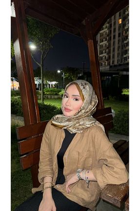 شال خاکی زنانه ابریشم diorel - کد 881670487