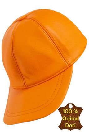 کلاه نارنجی زنانه چرم خالص Uniquetrenders - کد 881667608