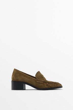 کفش پاشنه بلند کلاسیک قهوه ای زنانه چرم خالص Massimo Dutti - کد 881665586