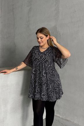 بلوز سایز بزرگ مشکی زنانه سایز بزرگ Stil Diva - کد 849993748