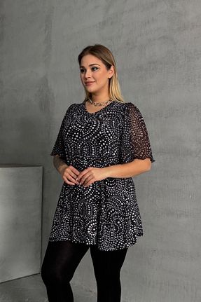 بلوز سایز بزرگ مشکی زنانه سایز بزرگ Stil Diva - کد 849993748