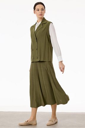 ست بالاتنه و پائین تنه حجاب خاکی زنانه Relaxed Tığ Triko - کد 881672866