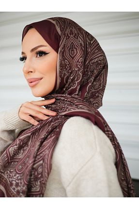 روسری زرشکی پلی استر efdal şal eşarp - کد 881674651