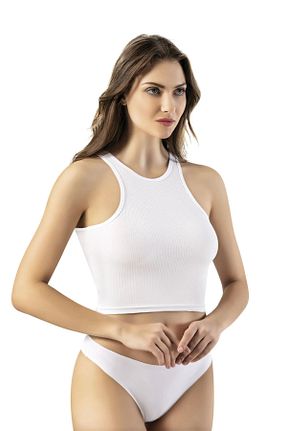 بادی سفید زنانه یقه دوچرخه Genel Markalar - کد 881675443