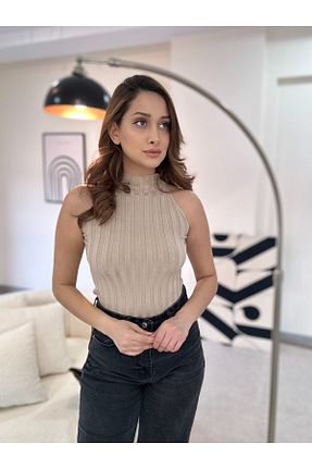 پلیور بژ زنانه ساده Lefon - کد 881680134