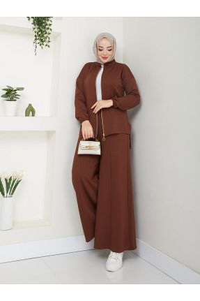 ست بالاتنه و پائین تنه قهوه ای زنانه بافت Moda Krash - کد 881686590