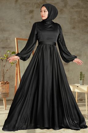 لباس مجلسی حجاب مشکی زنانه یقه ایستاده Nursima - کد 881692060