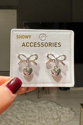 گوشواره جواهر طوسی روکش نقره H&E LUXURY DESIGN - کد 881684640