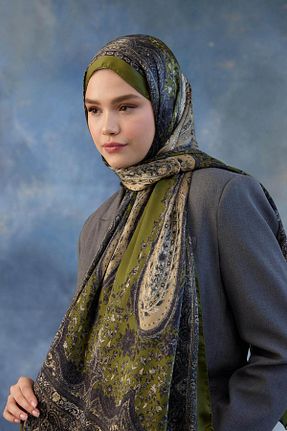 شال خاکی زنانه پنبه پلی استر İpekhan - کد 878837651