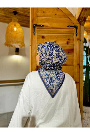 روسری آبی پنبه ای locella - کد 881713550
