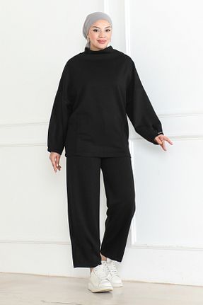ست بالاتنه و پائین تنه مشکی زنانه بافتنی KADEEM - کد 881717064