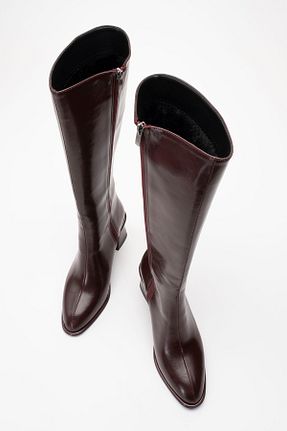 چکمه زرشکی زنانه چرم مصنوعی luvishoes - کد 881709180