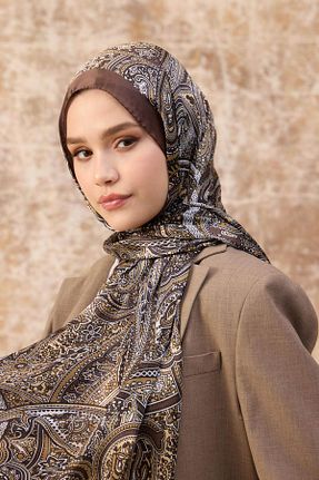 شال قهوه ای زنانه پنبه پلی استر İpekhan - کد 878837635