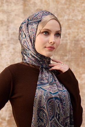 شال قهوه ای زنانه پنبه پلی استر İpekhan - کد 878837590