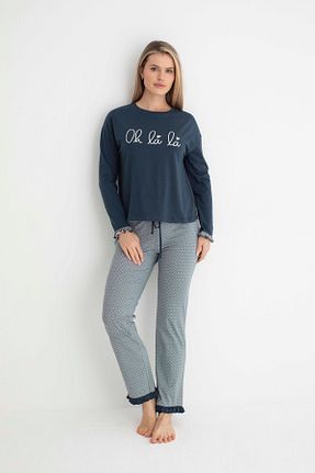 ست لباس راحتی رنگی زنانه چاپی İPEKTENİM - کد 881745751