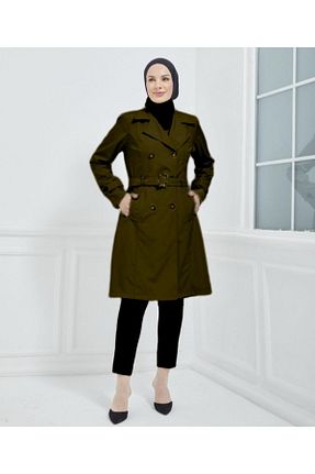 ترنچکت سایز بزرگ خاکی زنانه پارچه GLR&GYM - کد 849317394