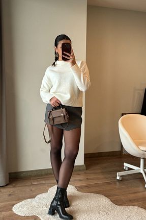 پلیور سفید زنانه ساده Güneş - کد 881750566