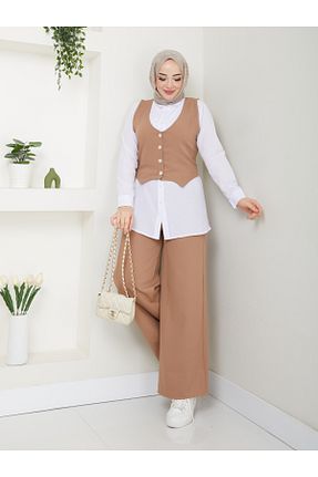ست بالاتنه و پائین تنه بژ زنانه بافتنی Moda Krash - کد 881752290