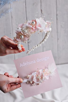 تاج صورتی زنانه مروارید Tasarım - کد 881764358