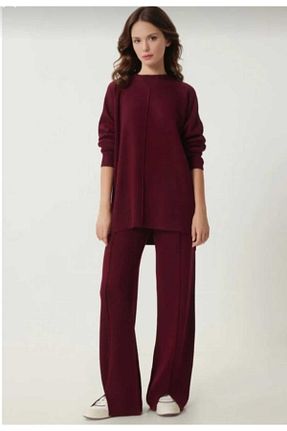 ست بالاتنه و پائین تنه زرشکی زنانه تریکو yeditepe fashion - کد 881767397