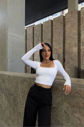 بلوز سفید زنانه ساده MODA - کد 881819588