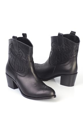 بوت / نیم بوت مشکی زنانه چرم خالص KARVENSHOES - کد 881859473