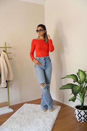 شلوار جین آبی زنانه پاچه گشاد Derya butik - کد 881860136