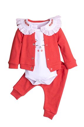 بادی و سرهمی نوزادی نارنجی بچه گانه پنبه ای Chicsy Baby - کد 881860799
